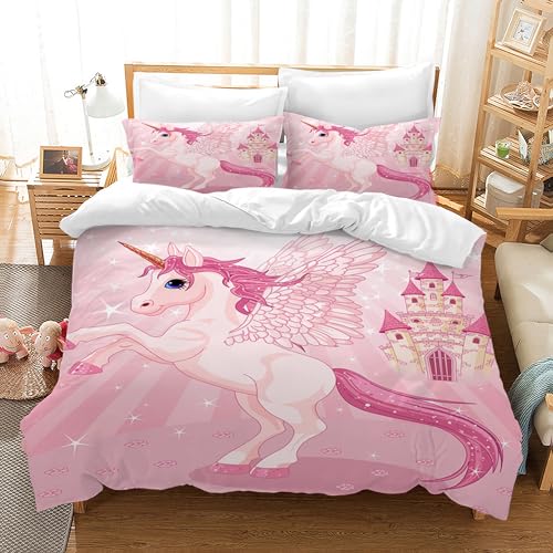 Hoimlm Einhorn Bettwäsche,Kinder Bettwäsche Set mit Bettbezug and 2 Kissenbezug,Cartoon Einhorn mikrofaser Soft Mädchen Bettwaren, mit Reißverschluss (135 x 200cm, Style I) Hoimlm Einhorn Bettwäsche,Kinder Bettwäsche Set mit Bettbezug and 2 Kissenbezug,Cartoon Einhorn mikrofaser Soft Mädchen Bettwaren, mit Reißverschluss (135 x 200cm, Style I)
