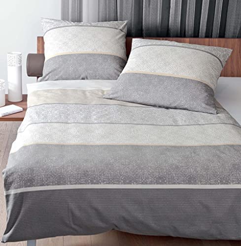 Janine Design Mako-Satin-Bettwäsche-Ga rnitur Palermo 31031 Farbe Silber Sand Größe 155x200+80x80