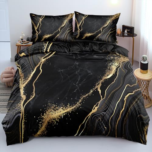 DXHOME Marmor Bettwäsche 135x200 Schwarz Gold 2 Teilig Bettwäsche Set Muster Marmor für Einzelbett Bettbezug mit Reißverschluss + 1 Kissenbezug 80x80 cm DXHOME Marmor Bettwäsche 135x200 Schwarz Gold 2 Teilig Bettwäsche Set Muster Marmor für Einzelbett Bettbezug mit Reißverschluss + 1 Kissenbezug 80x80 cm