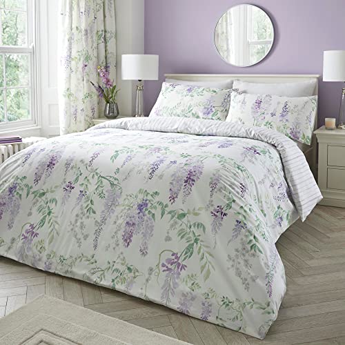 Dreams & Drapes Design – Wisteria – Wende-Bettwäsche-Set – Super-King-Size-Bett Größe in Lila, Flieder