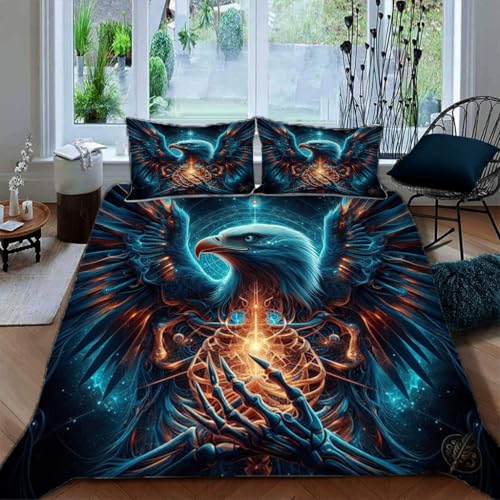 Zbeiba Bettwäsche 135x200,Bettbezug Set 3 Teilige mit 2 Kissenbezug,Sci-fi Eule Muster?135x200+2 * 80x80,#6?