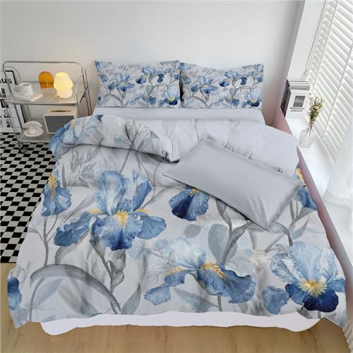 DACRWEKZ Orchideenblätter Bettwäsche 135×200 cm Elegante Blumen - mit 1 Kissenbezüge 80x80 cm, Schlafzimmer Deko, Microfaser Bettwäsche mit Reißverschluss