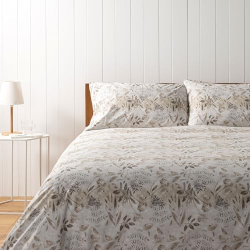 Zucchi, Bettbezug für Doppelbett, Kollektion Cipria, 100 % Baumwolle, Beige mit Blumenmuster