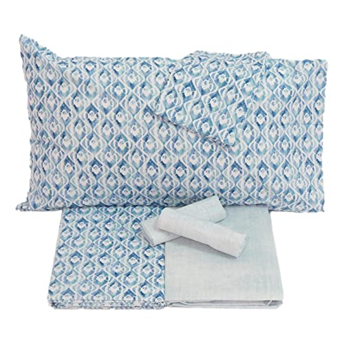 ZUCCHI - Bettwäsche-Set für Doppelbett THEO mit 4 Kissenbezügen, 100 % Baumwolle, Farbe B1, hellblau