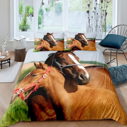 Homewish Bettbezug Pferd, Bettwäsche-Set, Bauernhoftiermotiv, für Kinder, Jungen, Mädchen, Bettwäsche 240 x 260 cm, Braunpferdeliebhaber, elegante Dekoration Homewish Bettbezug Pferd, Bettwäsche-Set, Bauernhoftiermotiv, für Kinder, Jungen, Mädchen, Bettwäsche 240 x 260 cm, Braunpferdeliebhaber, elegante Dekoration