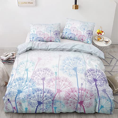GEDAEUBA Sommer Bettwäsche 140x200 Pusteblume - Blumen Bettbezug 2er Set, Wendebettwäsche und Kissenbezug 70x90, Weiche & Atmungsaktive Mikrofaser Bettwäsche-Sets mit Reißverschluss