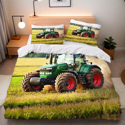 CHCHNXY Bettwäsche 135x200,Traktor Flauschige Weich Microfaser Bettbezug Mit Reißverschluss,Für Kinder Jungen Mädchen Junge Bettwäsche-Sets(1*Kissen bezug 80x80cm