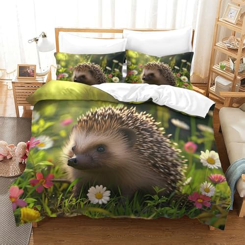 XHSMSHWY Igel Bettbezug Set Bettwäsche-Sets Kinderbettwäsche Reißverschluss Mit Kissenbezug Betten Set Für Jungen Und Mädchen, Kinder Super King?260x220cm?