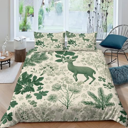 Grasblätter, Zedernzweige, Abstrakter Hirsch Bettwäsche 3D Druck Mikrofaser Betten Set Bettbezug-Set + Kissenbezug,für Kinder Teenager Double?200x200cm? Grasblätter, Zedernzweige, Abstrakter Hirsch Bettwäsche 3D Druck Mikrofaser Betten Set Bettbezug-Set + Kissenbezug,für Kinder Teenager Double?200x200cm?