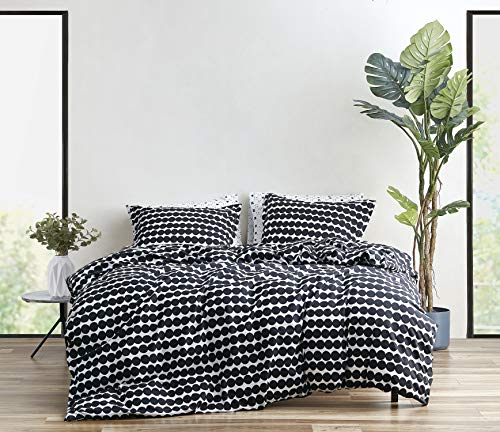 MARIMEKKO Tröster-Set Weiche Baumwoll-Bettwäsche mit passenden Kissenbezügen, ganzjähriges Heimdekor, 100, Rasymatto Black, King MARIMEKKO Tröster-Set Weiche Baumwoll-Bettwäsche mit passenden Kissenbezügen, ganzjähriges Heimdekor, 100, Rasymatto Black, King