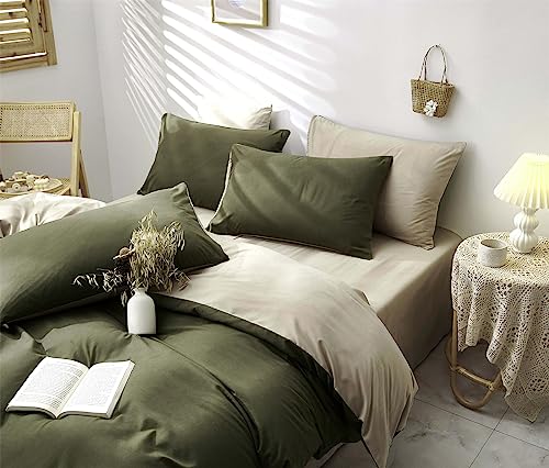 Freyamy Bettwäsche 200x200 cm Grün Dunkelgrün Beige Uni Einfarbig Wendebettwäsche Gewaschene Mikrofaser 3teilig Bettwäsche Set 1 Deckenbezug und 2 Kissenbezug 80x80 cm mit Reißverschlüsse Freyamy Bettwäsche 200x200 cm Grün Dunkelgrün Beige Uni Einfarbig Wendebettwäsche Gewaschene Mikrofaser 3teilig Bettwäsche Set 1 Deckenbezug und 2 Kissenbezug 80x80 cm mit Reißverschlüsse