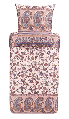 Bassetti Bettwäsche Garnitur Genova 41 aus Baumwolle Mako-Satin in der Farbe Beige 2-Teilig mit Reißverschluss, Maße: 200cm x 200cm, 80cm x 80cm, 9323463