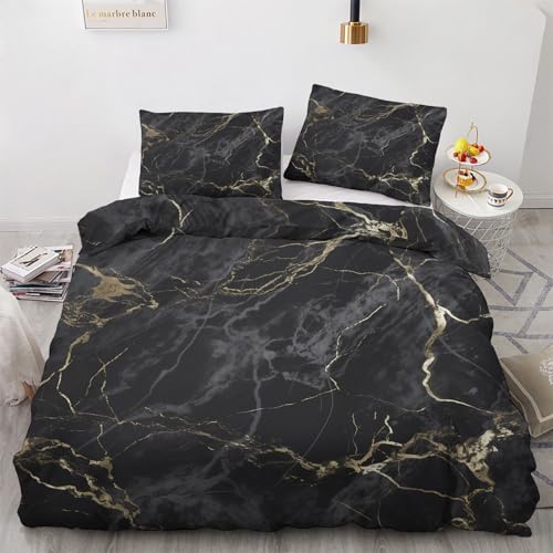 GEDAEUBA Winter Bettwäsche 140x200 Marmor - Schwarz Gold Bettbezug 140x200 2er Set, Wendebettwäsche und Kissenbezug 70x90, Weiche & Angenehme & Warme Mikrofaser Bettwäsche-Sets mit Reißverschluss GEDAEUBA Winter Bettwäsche 140x200 Marmor - Schwarz Gold Bettbezug 140x200 2er Set, Wendebettwäsche und Kissenbezug 70x90, Weiche & Angenehme & Warme Mikrofaser Bettwäsche-Sets mit Reißverschluss