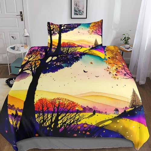 REIPOL Twilight 3D Druck Bettwäsche Print Mikrofaser Bettbezug Mit Kopfkissenbezug, Mit Reißverschluss Cartoon Bettbezüge Geeignet Für Kinder Jungen Teens Erwachsene Single?135x200cm?