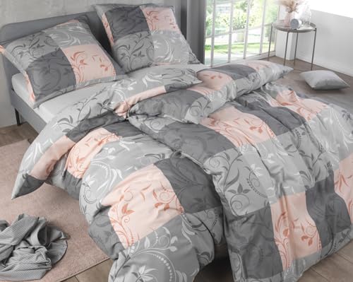 Kuscheli® Bettwäsche 135x200 4 teilig | ÖkoTex Zertifiziert & für Allergiker geeignet | Bettwäsche Set mit je 2 Bettbezügen 135 x 200 & Kissenbezügen 80x80 | modern & hochwertig, Farbe:D08