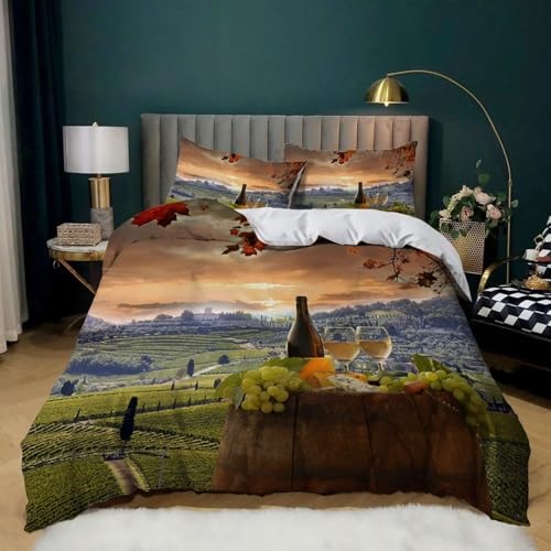 Weinrot Bettwäsche 135x200 3D Drucken Gartenszene Bettwäsche-Sets Weiche Kuschelig Mikrofaser Bettbezug mit 2 Kissenbezüge 80x80 cm mit Reißverschluss G.841 Weinrot Bettwäsche 135x200 3D Drucken Gartenszene Bettwäsche-Sets Weiche Kuschelig Mikrofaser Bettbezug mit 2 Kissenbezüge 80x80 cm mit Reißverschluss G.841