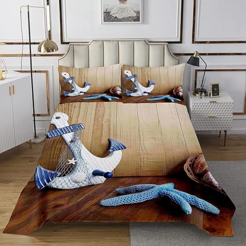 Generisch Bettwäsche 135x200 Anker Bettwäsche-Sets 3D Prin-Kinderbettwäsche 135x200 cm – Mikrofaser-1Bettbezug + 1 Kissen 80x80, für Mädchen Jungen weich & pflegeleicht 5L10W14Q1286