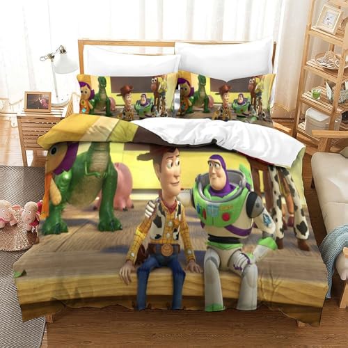 QRWEW Toy Story Bettbezug Bettwäsche Set Kinderbettwäsche Reißverschluss Mit Kissenbezug Betten Set Für Jungen Und Mädchen, Kinder Double?200x200cm?