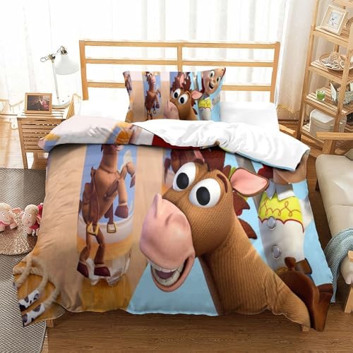 QRWEW Toy Story Bettbezug Bettwäsche Set Kinderbettwäsche Reißverschluss Mit Kissenbezug Betten Set Für Jungen Und Mädchen, Kinder Single?135x200cm?
