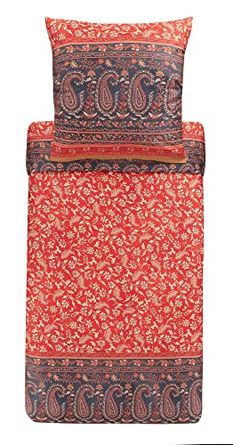 Bassetti Bettwäsche Garnitur Como R1 aus Baumwolle Mako-Satin in der Farbe Rot 2-Teilig mit Reißverschluss, Maße: 135cm x 200cm, 80cm x 80cm, 9323945