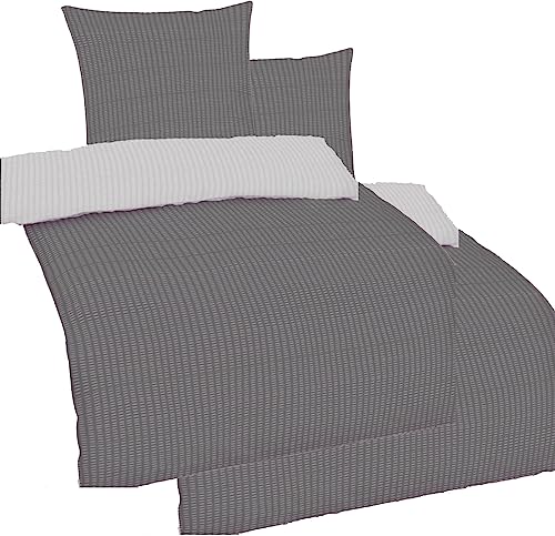 KH-Haushaltshandel 4-TLG. Seersucker Wende Bettwäsche 2X 135x200 + 2X 80x80 cm, Uni einfarbig, grau Silber, Reissverschluß, bügelfrei (60354) KH-Haushaltshandel 4-TLG. Seersucker Wende Bettwäsche 2X 135x200 + 2X 80x80 cm, Uni einfarbig, grau Silber, Reissverschluß, bügelfrei (60354)