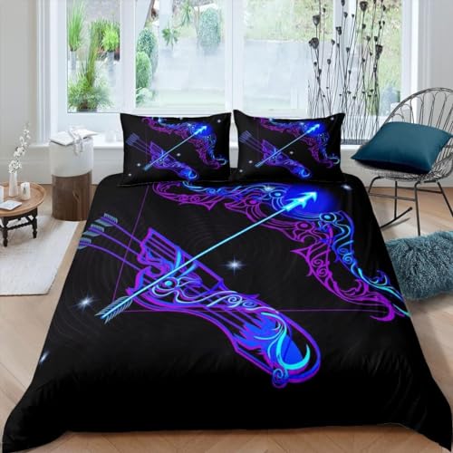 BettwäSche 135x200 Pfeil Und Bogen Bogenschießen Bettbezug Luxuriös Flauschig mit ReißVerschluss 3D Drucke BettwäSche-Sets 2 Teilig Set Weiche Atmungsaktiv Mikrofaser BettbezüGe und 2 Kissenbezug