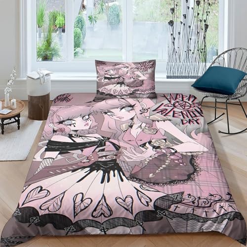 AYZOFCNDK Bettwäschegarnitur Bettbezug Set 3D Gedruckter Animierte Charaktere Für Kinder Mädchen Jungen Und Kissenbezüge Bettwäsche Weich Microfaser Reissverschluss 2 Teilig Single?135x200cm?