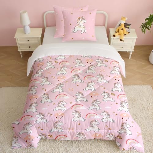 CINYE Einhorn Bettwäsche Set 3-teilig für Mädchen | Bettdecke 135x200 cm + 2 Kissenbezüge 80x80 cm | Microfaser Daunendecke Alternative & Kunstfaserdecke | Weiche Steppdecke mit Tragetasche CINYE Einhorn Bettwäsche Set 3-teilig für Mädchen | Bettdecke 135x200 cm + 2 Kissenbezüge 80x80 cm | Microfaser Daunendecke Alternative & Kunstfaserdecke | Weiche Steppdecke mit Tragetasche