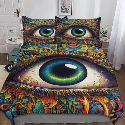 LCWWW Artistic Auges 3D Bettwäsche Bettbezug Set Bettbezüge 2 teilig Mikrofaser Deckenbezug Mit Kissenbezug Erwachsene Teenager Kinder Single(135x200cm)