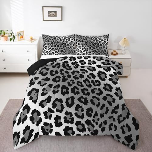 Feelyou Kinder-Bettwäsche-Set, Leopardenmuster, volle Größe, Geparden-Bettwäsche-Set, für Jungen und Mädchen, Tier-Bettbezug, Teenager, Schlafzimmer, Dekoration, 3-teilig