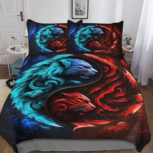 GFTTTFG Tiger Bettwäsche Atmungsaktive Angenehme Bettbezüge Für Jungen Mädchen Bettdeckenbezug, 2teilig Bettbezug + Kissenbezug Single(135x200cm)