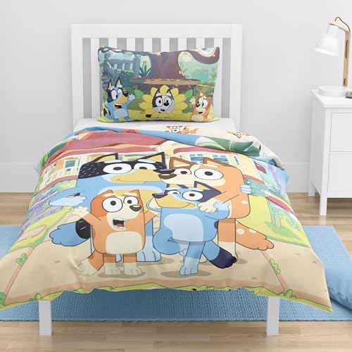 MTOnlinehandel Bluey Bettwäsche 100x135 40x60 · 100% Baumwolle · Bluey Bingo Babybettwäsche Kinderbettwäsche für Mädchen und Jungen · farbenfroh · Klein-Kinderbettwäsche mit Reißverschluss