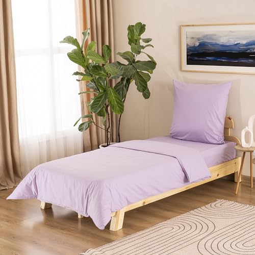 GD Home %100 Baumwolle Bettwäsche Set / 1 Hochwertige Atmungsaktive Renforce Bettbezug 155 x 220 cm + 1 Kopfkissenbezug 80 x 80 cm / 2teilig Deckenbezug/Lila
