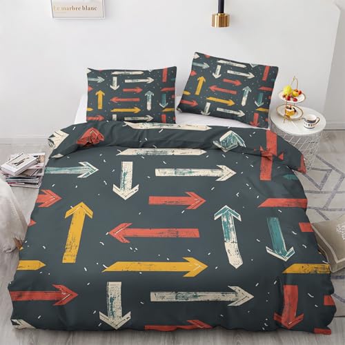 ZyxMehtic Pfeil Bettwäsche 220x240 3teilig - Farbe Bettbezüge 200x220 cm + 2 Kissenbezug 80x80 cm, Bettwäsche-Sets Mikrofaser mit Reißverschluss