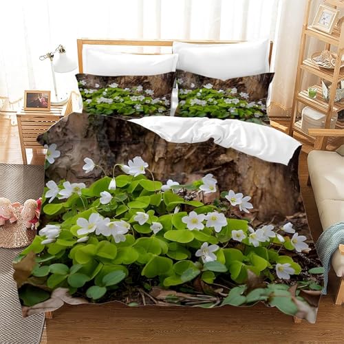 Gold Bettwäsche 200x200 Pflanzen Bettwäsche-Sets 3D Gedruckter Bettbezug Weiche Kuschelig Mikrofaser Bettbezüge mit Reißverschluss und 2 Kissenbezüge 80x80 D-656