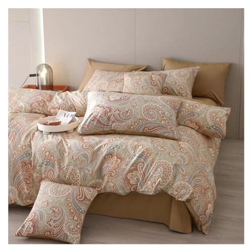 AYCDL Bettwäsche-Set, 3-Teiliges Set Aus Ägyptischer Baumwolle, Luxuriös Bedruckt, Queen- Und Kingsize-Bettwäsche,C-Qu een