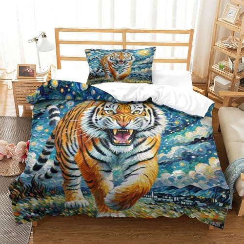 PXBDUASIE Bengalischer Tiger Bettbezug Bettwäsche-Sets Kinderbettwäsche Reißverschluss Mit Kissenbezug Betten Set Für Jugendliche Kinder Schlafzimmer Single?135x200cm?