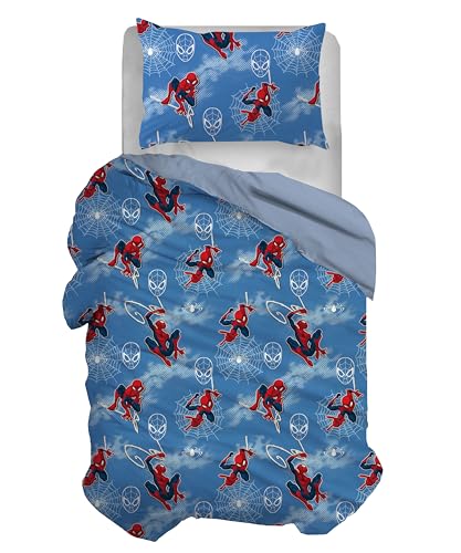 hermet SP02 100% Baumwolle Spiderman Bettbezug-Set für Einzelbett, Blau