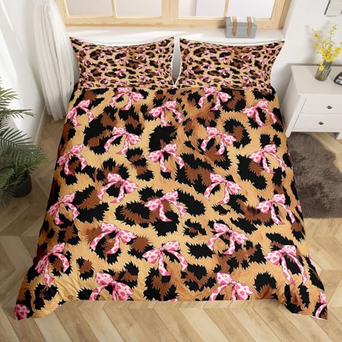 Homewish Leopardbögen Mikrofaser Bettwäsche 135x200 Rosa Bogen Bettbezug Jugendliche Afrikanisches Thema Wildtiere Bettwäsche Set Träumige Prinzessin Stil Bedding 1 Kissenbezug Raumdekor