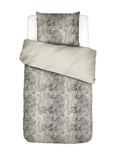 ESSENZA Bettwäsche Doutzen Sand Beige Schlangenhautoptik Schlange Animalprint Schuppenmuster Baumwollsatin, Größe:155 cm x 220 cm
