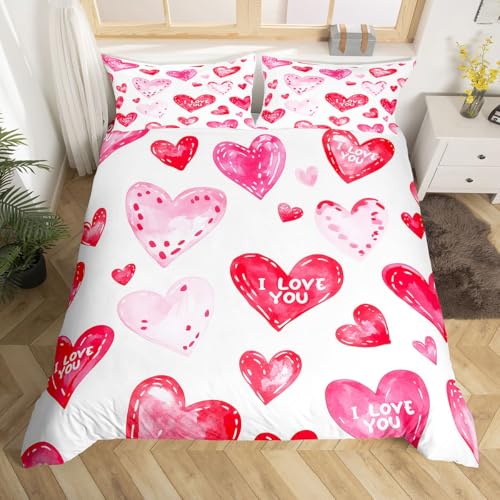Homewish Prinzessin Rosa Liebe Bettwäsche Süß Herz Gedruckt Bettbezug 135x200 Valentinstag Thema Bettwäsche Set Jugendliche Romantik Bettset Zimmerdekor Mikrofaser Weich