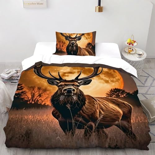 SOJFGSNAJ Yellow Elch Bettwäsche Set Für Allergiker Bettwäsche Aus Microfaser - Bettbezug Mit Reißverschluss Und 1 Kissenbezug Single?135x200cm?