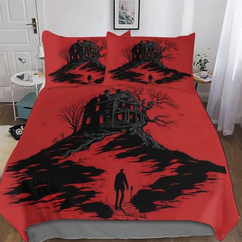 LLXXHH Horror-Kunst Deckenbezug Bettwäsche Set 3 Teilig Für Jungen Mädchen Microfaser Angenehme Bettbezüge - Bettbezug + Kissenbezug King(220x240cm)