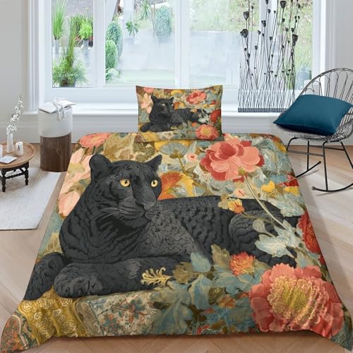 Leopard Bettwäsche-Set,Retro Bohème-Stil 3D Druck Bettbezug Kopfkissenbezug,3 Teiliges,Schlafkomfort Microfaser Für Kinder Teenager Single?135x200cm? Leopard Bettwäsche-Set,Retro Bohème-Stil 3D Druck Bettbezug Kopfkissenbezug,3 Teiliges,Schlafkomfort Microfaser Für Kinder Teenager Single?135x200cm?