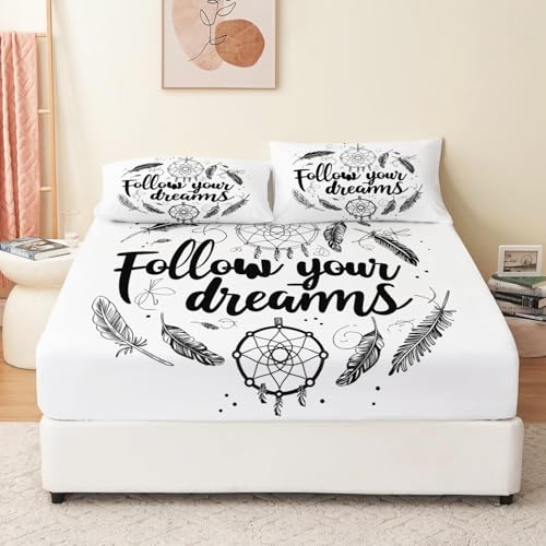 Weiches Atmungsaktives Spannbetttuch 90 x 200 cm Traumfänger und Pfeil Clipart Bettlaken geeignet für Matratzen von 30cm Mikrofaser Boxspringbett Mehrfarbig Bettwäsche Dekor Set