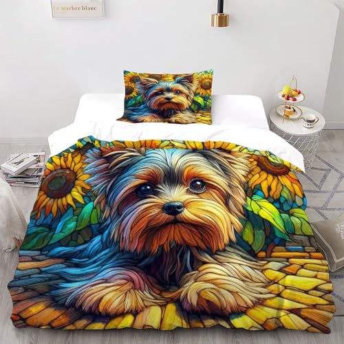 ASOERISMB Mops Bettwäsche 2 Teilig Cute Animal Bettbezüge Kissenbezug Betten Set Für Jungen Und Mädchen,Kinder Single?135x200cm?