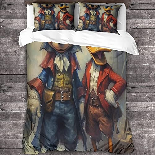 Mickey Mouse 3D Print Betten Set Bettwäsche Set Microfaser Donald Duck Bettbezug Mit Kissenbezug Teilig 3 Teilig Weich Mikrofaser Bettwäsche Für Erwachsene Kinder King?220x240cm?