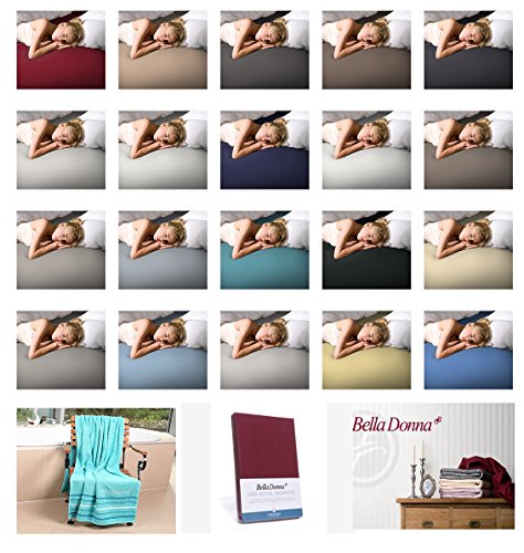 Bella Donna Jersey Spannbettlaken mit GRATIS Saunatuch in 180x200 cm bis 200x220 cm Farbe: 1000-weiss