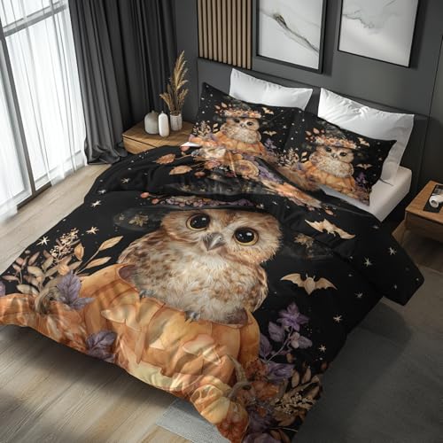 Eule Magic Bettwäsche 135x200 Bügelfreie - Zweige Floral Star Muster, Renforce Wendebettwäsche Bettbezug 2er Set Cozy Mikrofaser Mit Reißverschluss, 1 Kissenbezug, Geschenk Eule Magic LS2556