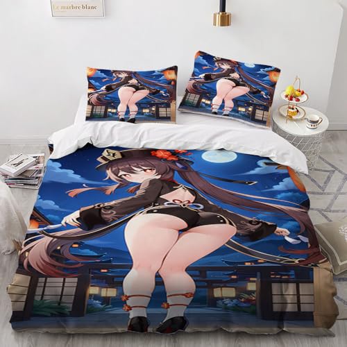 DOLCNM Motiv Boobs Anime 2 Teilig Bettwäsche 135x200 Bettbezüge Weihnachten Hypoallergene leichteLuxus flauschig Bettwäscheset 135x200cm Bettbezug Set 1 Kissenbezug 80x81cm Mit Hidden Reißverschluss